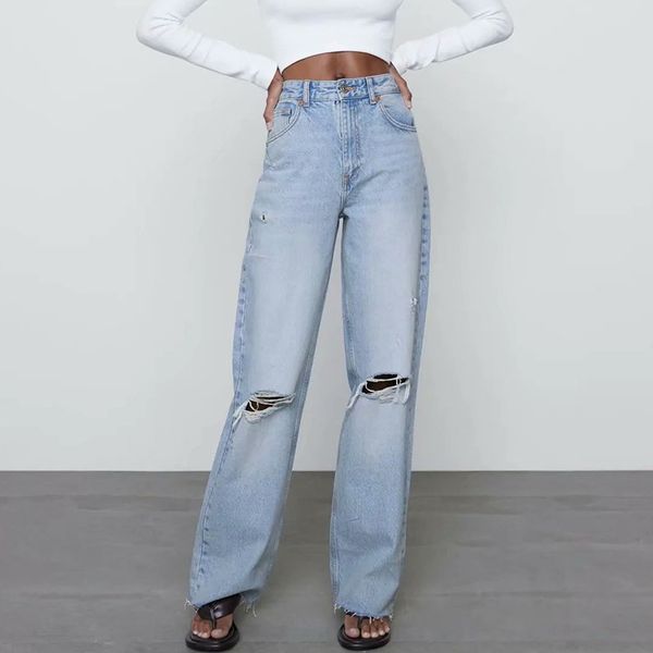 za spring autumn denim pants women full-length trouser high waist straight pantalon female fashion zipper trousers 210422, Blue
za spring autumn denim pants women full-length trouser high waist straight pantalon female fashion zipper trousers 210422, Blue