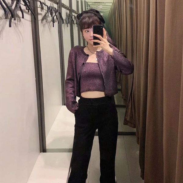 women's knits & tees fall winter women shinny knit cardigan long sleeves shimmery sweater casual chic woman, White
women's knits & tees fall winter women shinny knit cardigan long sleeves shimmery sweater casual chic woman, White