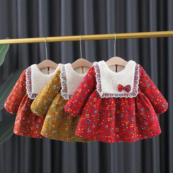 girl's dresses baby girls winter bow plus velvet flowers dress thickening long sleeve brim broken beautiful princess kids, Red;yellow
girl's dresses baby girls winter bow plus velvet flowers dress thickening long sleeve brim broken beautiful princess kids, Red;yellow