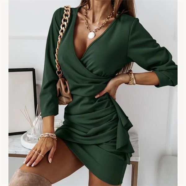 casual dresses v-neck party dress for women autumn female solid color simple tie fashion mid-length sleeve short mini, Black;gray
casual dresses v-neck party dress for women autumn female solid color simple tie fashion mid-length sleeve short mini, Black;gray