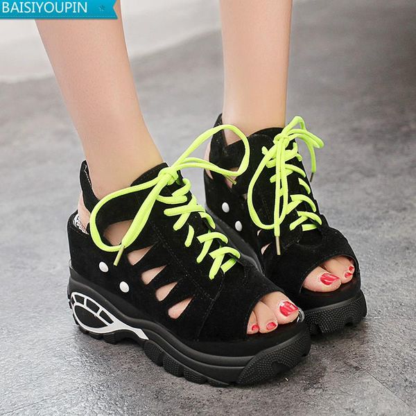 the muffins with thick soles and ultra-high heels fishmouth openwork lace-up women's shoes platform sandalias mujer sandals, Black
the muffins with thick soles and ultra-high heels fishmouth openwork lace-up women's shoes platform sandalias mujer sandals, Black