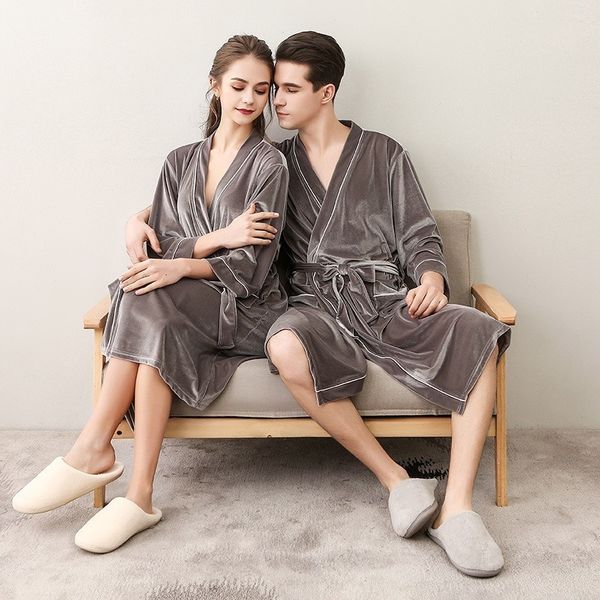 sleepwear women men summer nightgown long gold velvet cardigan couple bathrobe men's court v-neck pajamas korean casual, Black;red
sleepwear women men summer nightgown long gold velvet cardigan couple bathrobe men's court v-neck pajamas korean casual, Black;red