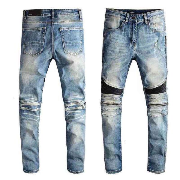 side worn knee am black metal zipper jeans men's trendy slim little feet show legs long rock, Blue
side worn knee am black metal zipper jeans men's trendy slim little feet show legs long rock, Blue
