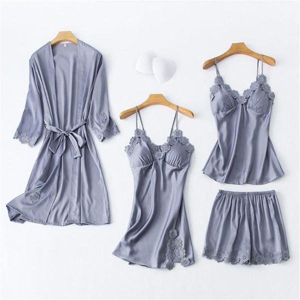 women's sleepwear spring/summer silk pajamas sets women 4 -pieces solid robe lace trim cardigan nightdress bathrobe bath comfort weddin, Black;red
women's sleepwear spring/summer silk pajamas sets women 4 -pieces solid robe lace trim cardigan nightdress bathrobe bath comfort weddin, Black;red