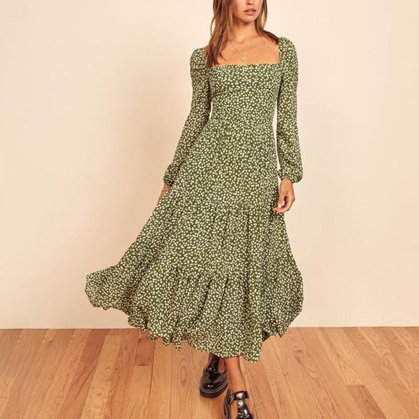 casual dresses spring and autumn women's polka dot printing square neck long sleeve stitching slim dress vestidos, Black;gray
casual dresses spring and autumn women's polka dot printing square neck long sleeve stitching slim dress vestidos, Black;gray