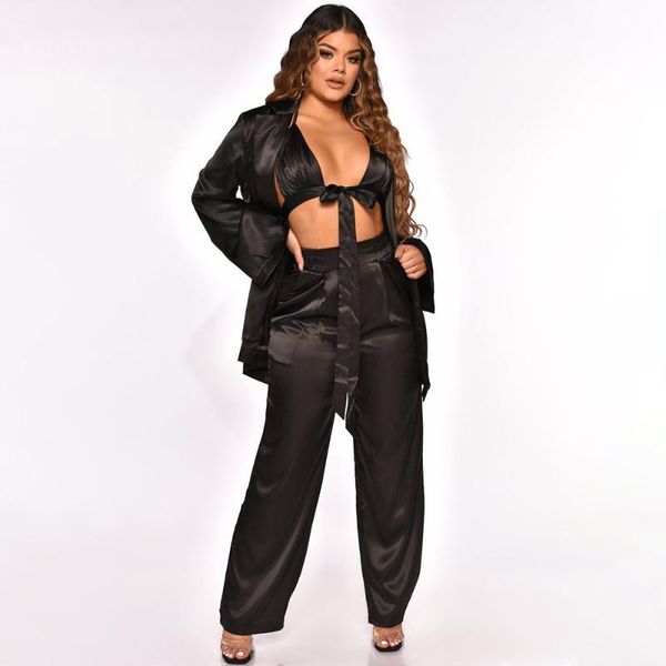 women's two piece pants ewsfv 2022 autumn explosion fashion coat + trousers pure color tie suit long sleeve sets, White
women's two piece pants ewsfv 2022 autumn explosion fashion coat + trousers pure color tie suit long sleeve sets, White
