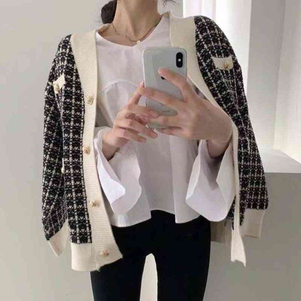 women's jackets shengpalae korean autumn and winter sweater coat simple color contrast single breasted plaid knit cardigan zt1423 3rkv, Black;brown
women's jackets shengpalae korean autumn and winter sweater coat simple color contrast single breasted plaid knit cardigan zt1423 3rkv, Black;brown