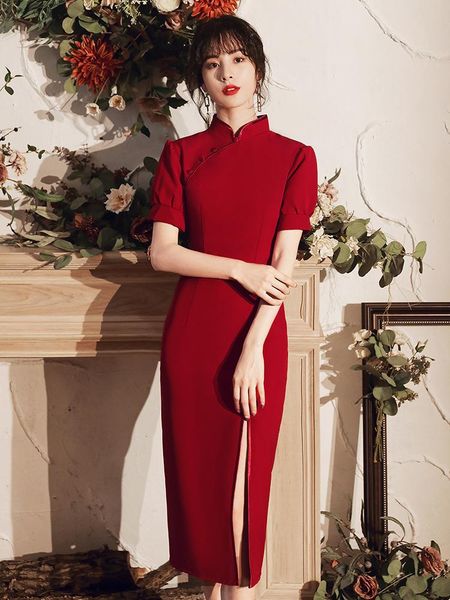 plus size 3xl slim sheath bride wedding dress high split cheongsam mandarin collar evening temperament chinese ethnic clothing, Red
plus size 3xl slim sheath bride wedding dress high split cheongsam mandarin collar evening temperament chinese ethnic clothing, Red