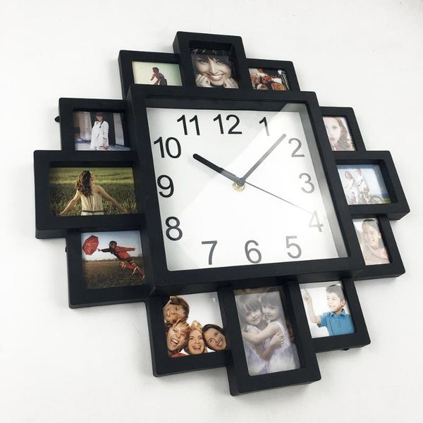 wall clocks 2pcs diy clock modern design po frame plastic art pictures unique klok home decor horloge 12po
