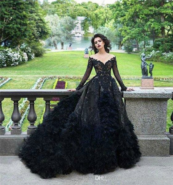 full black gothic wedding dresses 2022 lace floral feahter long sleeve puffy skirt vintage princess bridal dress plus size, White
full black gothic wedding dresses 2022 lace floral feahter long sleeve puffy skirt vintage princess bridal dress plus size, White