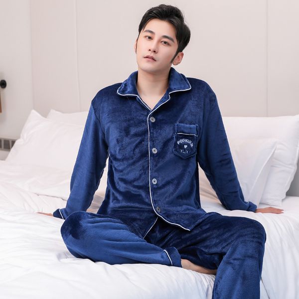 sleepwear coral fleece male pajamas set polyester full trousers men 2pcs/set warm thicken flannel autumn winter man home clothes plus size, Black;brown
sleepwear coral fleece male pajamas set polyester full trousers men 2pcs/set warm thicken flannel autumn winter man home clothes plus size, Black;brown