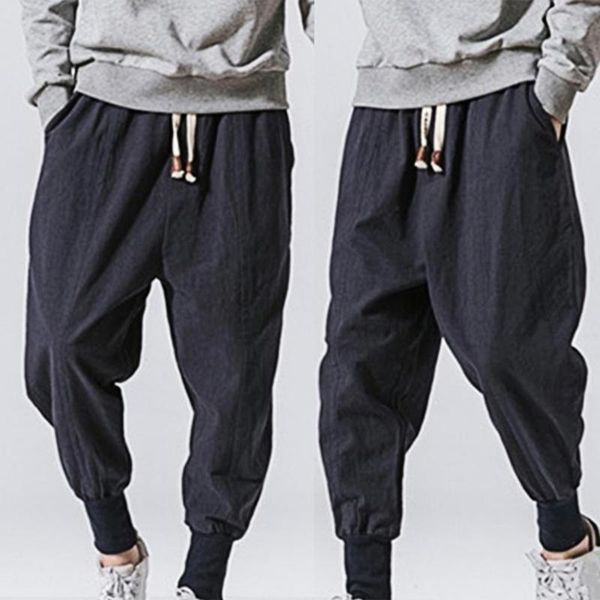 men's pants cargo harem baggy trouser tactical slim fit pencil men drop-crotch pockets trousers, Black
men's pants cargo harem baggy trouser tactical slim fit pencil men drop-crotch pockets trousers, Black
