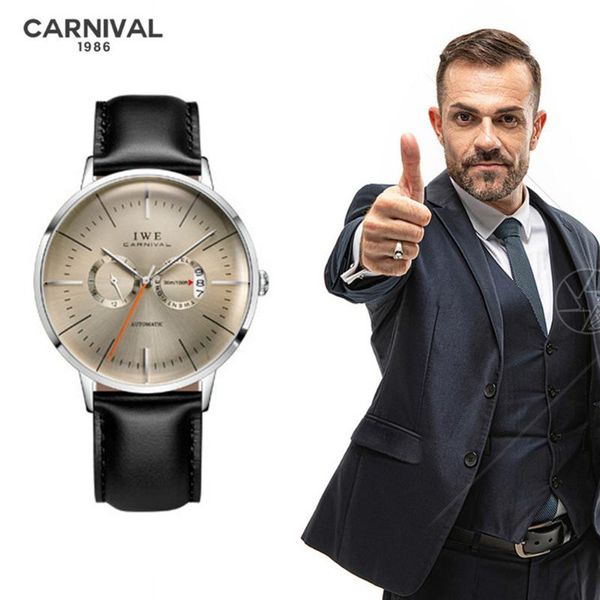 wristwatches relogio masculino carnival automatic watch mens waterproof business calendar mechanical clock man 2021, Slivery;brown
wristwatches relogio masculino carnival automatic watch mens waterproof business calendar mechanical clock man 2021, Slivery;brown