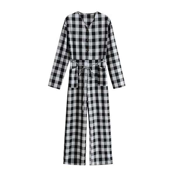 summer women's plaid jumpsuits cotton casual long pants high waist v-neck sleeve clothing size l 210524, Black;white
summer women's plaid jumpsuits cotton casual long pants high waist v-neck sleeve clothing size l 210524, Black;white