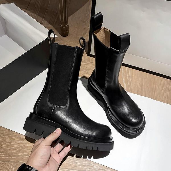 boots women's british-style platform smoker women, Black