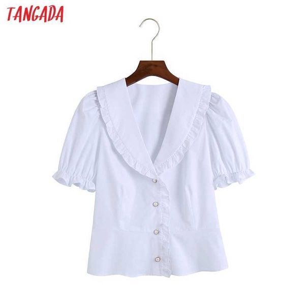 tangada women retro statement collar cotton shirt short sleeve summer chic female short shirt 6z94 210609, White
tangada women retro statement collar cotton shirt short sleeve summer chic female short shirt 6z94 210609, White