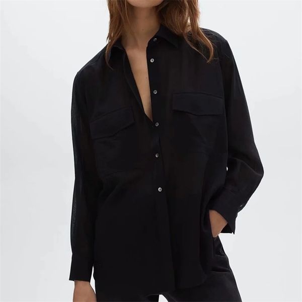 women spring summer cotton lapel casual shirt with two pockets blouses transparent long sleeve lace shirts 210524, White
women spring summer cotton lapel casual shirt with two pockets blouses transparent long sleeve lace shirts 210524, White