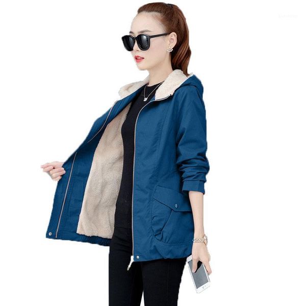 women's jackets 5xl loose plus size casual jacket coat autumn winter add velvet to keep warm hooded zipper female outwear k9111, Black;brown
women's jackets 5xl loose plus size casual jacket coat autumn winter add velvet to keep warm hooded zipper female outwear k9111, Black;brown
