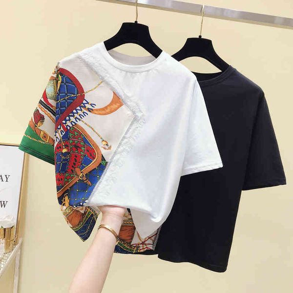 women's t-shirt 2021 summer vintage print patchwork loose t women short sleeve drilling tee femme fashion white black tshirt 9
women's t-shirt 2021 summer vintage print patchwork loose t women short sleeve drilling tee femme fashion white black tshirt 9