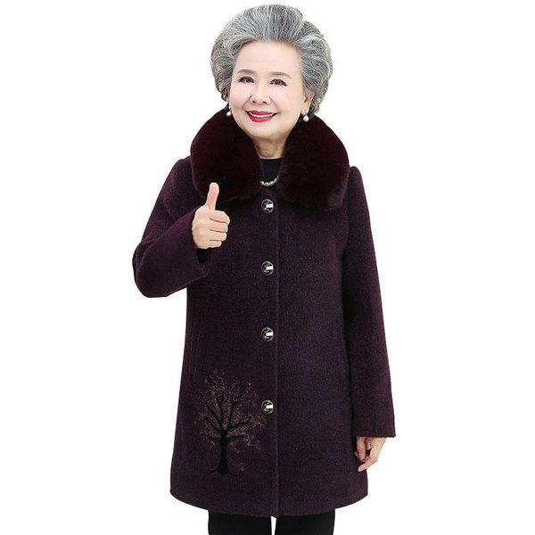 women's wool & blends middle-aged women jacket winter imitation mink velvet overcoat female thicken grandma outfit warm casual loose ou, Black
women's wool & blends middle-aged women jacket winter imitation mink velvet overcoat female thicken grandma outfit warm casual loose ou, Black