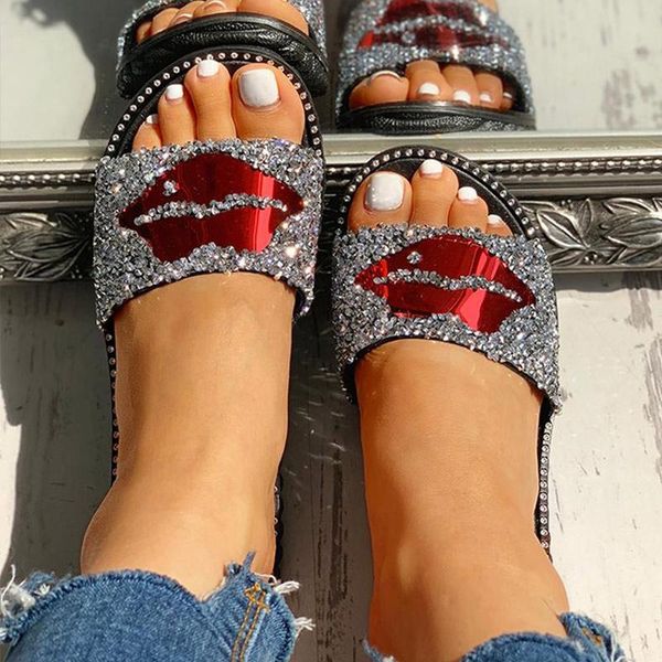 slippers glitter women fashion lipstick lips woman slides ladies rhinestone casual flats female non-slip beach shoes plus size, Black
slippers glitter women fashion lipstick lips woman slides ladies rhinestone casual flats female non-slip beach shoes plus size, Black