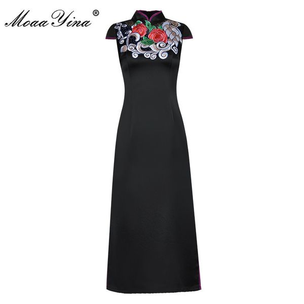fashion designer dress summer women's dress stand collar floral embroidery package buttocks split dresses 210524, Black;gray
fashion designer dress summer women's dress stand collar floral embroidery package buttocks split dresses 210524, Black;gray