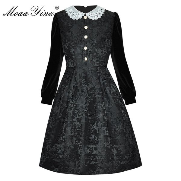 fashion designer dress spring women dress velvet long sleeve black jacquard elegant ball gown dresses 210524, Black;gray
fashion designer dress spring women dress velvet long sleeve black jacquard elegant ball gown dresses 210524, Black;gray
