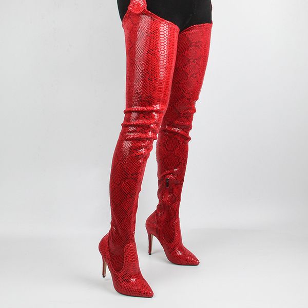 women thigh high over the knee boots shoes snakeskin pointed toe super 10cm thin high heels long boots party bottine femme 210507, Black
women thigh high over the knee boots shoes snakeskin pointed toe super 10cm thin high heels long boots party bottine femme 210507, Black