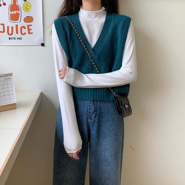 women's vests 2021 loose spring and autumn korean version solid color v-neck short all-match outer wear vest knitted women, Black;white
women's vests 2021 loose spring and autumn korean version solid color v-neck short all-match outer wear vest knitted women, Black;white