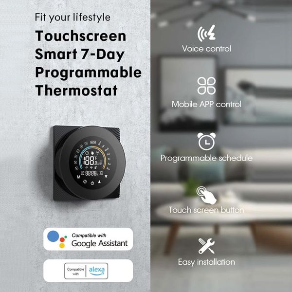 smart home control tuya wifi thermostat for water heating/electric heating/water gas boiler lcd voice digital temperature controller
smart home control tuya wifi thermostat for water heating/electric heating/water gas boiler lcd voice digital temperature controller