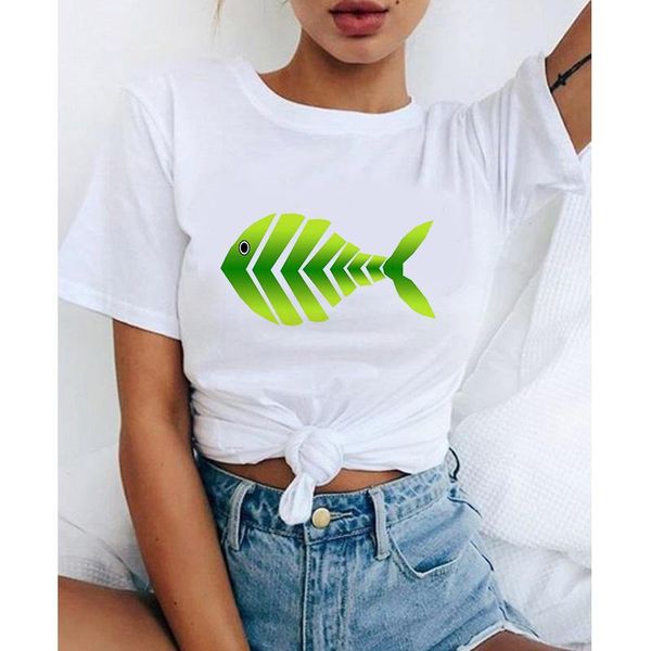 women's t-shirt 2021 fashion women harajuku funny fishbonecartoon printed t shirt casual short sleeve soft female, White
women's t-shirt 2021 fashion women harajuku funny fishbonecartoon printed t shirt casual short sleeve soft female, White