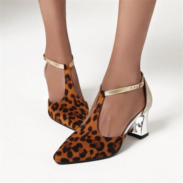 leopard women t strap sandals pointed toe patchwork chunky block high heels shoes lady dress party large size 34-45, Black
leopard women t strap sandals pointed toe patchwork chunky block high heels shoes lady dress party large size 34-45, Black
