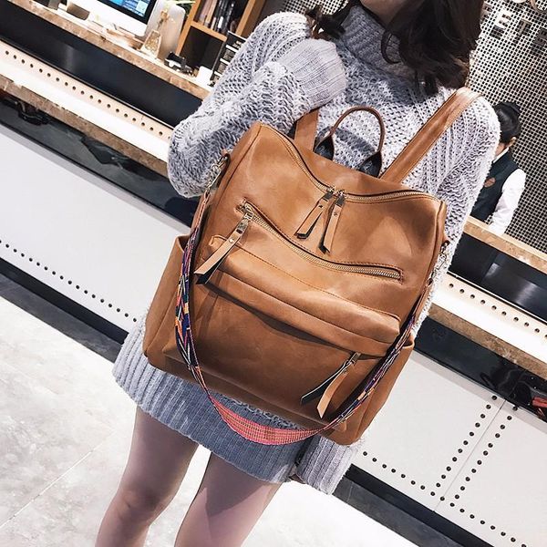backpack fashion retro pu leather shoulder bag large capacity academic travel casual schoolbag women's girls school backpacks
backpack fashion retro pu leather shoulder bag large capacity academic travel casual schoolbag women's girls school backpacks