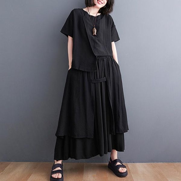 women's two piece pants #4069 irregular sets woman summer black short sleeve round neck t-shirt elastic waisst skirts loose cotton line, White
women's two piece pants #4069 irregular sets woman summer black short sleeve round neck t-shirt elastic waisst skirts loose cotton line, White