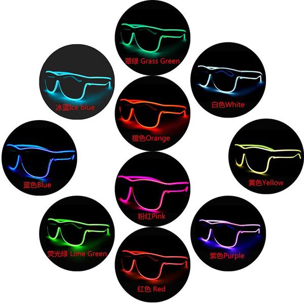 party decoration el wire led glasses glowing supplies lighting novelty gift bright light festival glow sunglasses
party decoration el wire led glasses glowing supplies lighting novelty gift bright light festival glow sunglasses