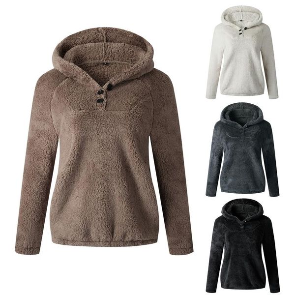 women's hoodies & sweatshirts women fluffy plush buttons long sleeve solid color pullover sweatshirt, Black
women's hoodies & sweatshirts women fluffy plush buttons long sleeve solid color pullover sweatshirt, Black