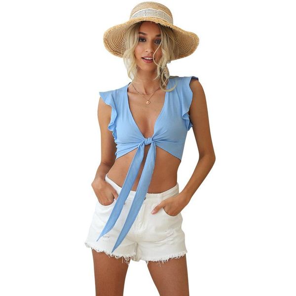 women's tanks & camis women deep v-neck sleeveless ruffles lace up bow crop bandage lacing summer ladies pure color short female, White
women's tanks & camis women deep v-neck sleeveless ruffles lace up bow crop bandage lacing summer ladies pure color short female, White