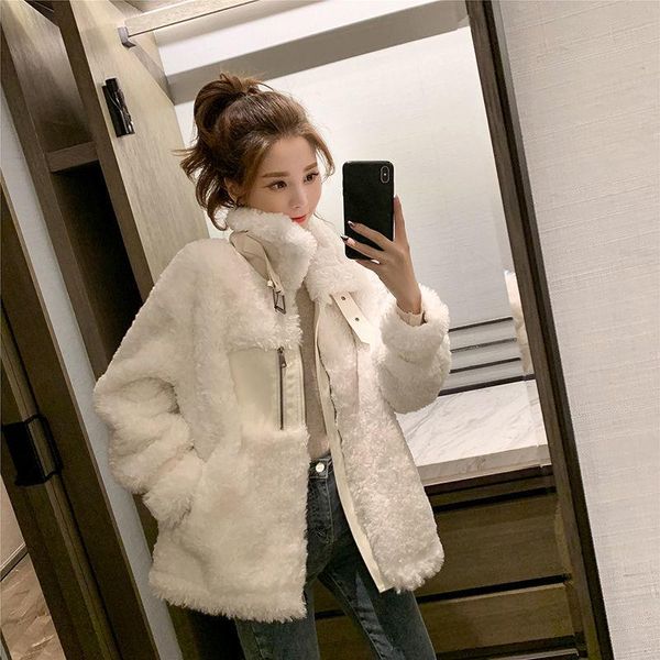 women's wool & blends fall / winter 2021 versatile korean loose fur one piece short cashmere cardigan coat, Black
women's wool & blends fall / winter 2021 versatile korean loose fur one piece short cashmere cardigan coat, Black