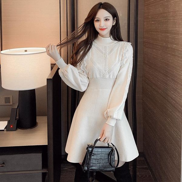knitted back lace stitching dress women's autumn and winter high-end temperament with thickened casual dresses, Black;gray
knitted back lace stitching dress women's autumn and winter high-end temperament with thickened casual dresses, Black;gray
