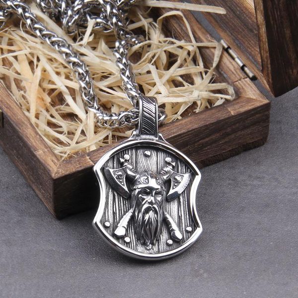 pendant necklaces never fade stainless steel men viking warrior with axe on shield necklace as gift, Silver
pendant necklaces never fade stainless steel men viking warrior with axe on shield necklace as gift, Silver