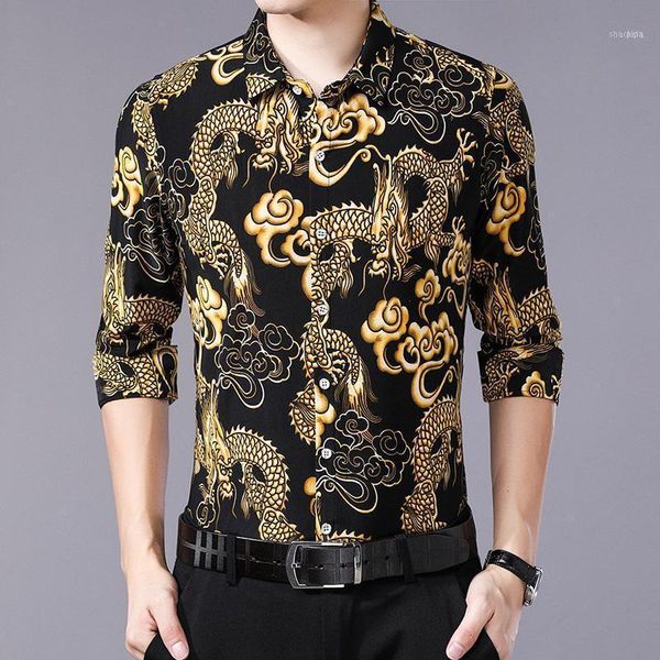 men's long sleeve casual shirt fashion dragon pattern shirts turn-down collar slim fit for men 2 color clothes1, White;black
men's long sleeve casual shirt fashion dragon pattern shirts turn-down collar slim fit for men 2 color clothes1, White;black