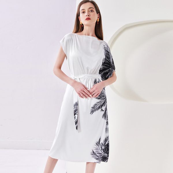 100% silk women's dress slash neckline batwing sleeves printed sash belt fashion loose design short dresses, Black
100% silk women's dress slash neckline batwing sleeves printed sash belt fashion loose design short dresses, Black
