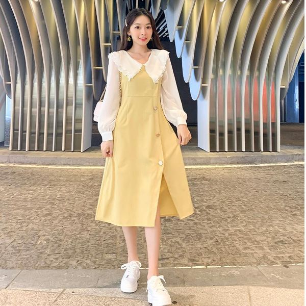 casual dresses 2021 spring autumn high waist doll collar dress women chiffon long sleeve femme vestidos 5024, Black;gray
casual dresses 2021 spring autumn high waist doll collar dress women chiffon long sleeve femme vestidos 5024, Black;gray