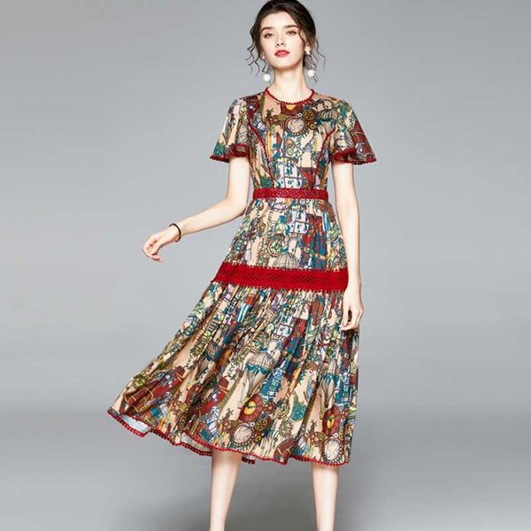 summer hollow out lace patchwork vintage flower print dress women's o-neck short sleeve slim elegant party 210529, Black;gray
summer hollow out lace patchwork vintage flower print dress women's o-neck short sleeve slim elegant party 210529, Black;gray