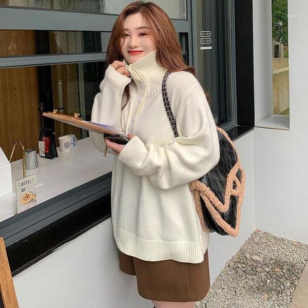 turtleneck sweater women autumn and winter wear thick loose long-sleeved shirt clothes drop women's sweaters, White;black
turtleneck sweater women autumn and winter wear thick loose long-sleeved shirt clothes drop women's sweaters, White;black