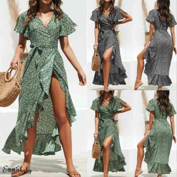 women wrap summer boho polka dot print beach evening party maxi dress ladies summer midi chiffon sun dress plus size, Black;gray
women wrap summer boho polka dot print beach evening party maxi dress ladies summer midi chiffon sun dress plus size, Black;gray