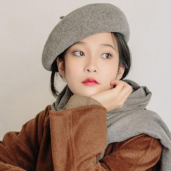 berets lady spring winter hat painter style women wool vintage solid color caps female bonnet warm walking cap, Blue;gray
berets lady spring winter hat painter style women wool vintage solid color caps female bonnet warm walking cap, Blue;gray
