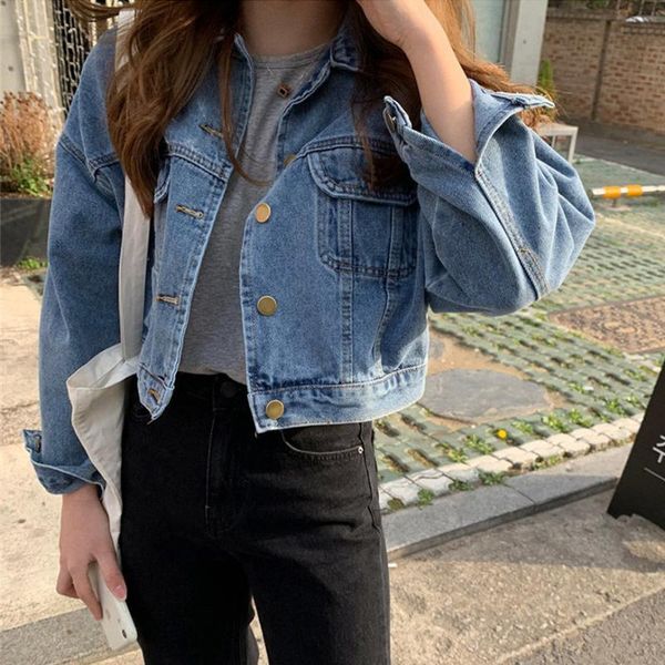 women's jackets cropped denim women turn down collar long sleeve vintage coat pocket loose outwear single breasted harajuku x189, Black;brown
women's jackets cropped denim women turn down collar long sleeve vintage coat pocket loose outwear single breasted harajuku x189, Black;brown