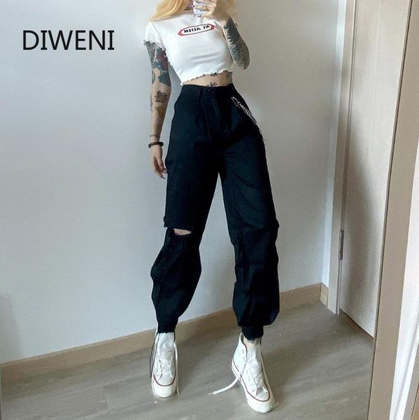 women's pants & capris diweini 2021 women fashion hollow out cargo black high waist streetwear casual bottoms lady elastic trousers, Black;white
women's pants & capris diweini 2021 women fashion hollow out cargo black high waist streetwear casual bottoms lady elastic trousers, Black;white