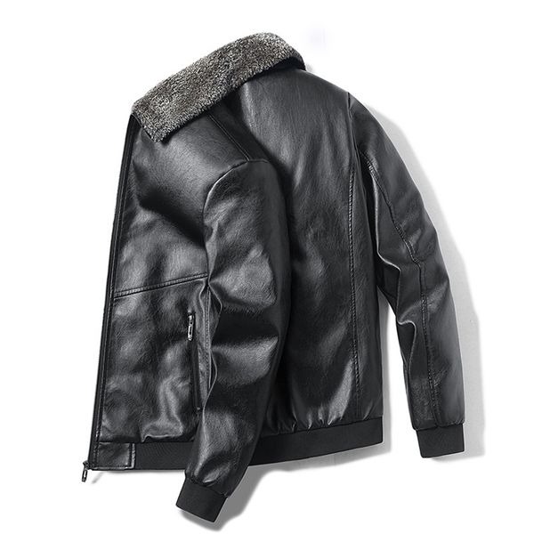 winter warm men's leather jackets thick leather casual jacket men's coats faux fur collar men pu windproof jacket outerwear 211119, Black
winter warm men's leather jackets thick leather casual jacket men's coats faux fur collar men pu windproof jacket outerwear 211119, Black